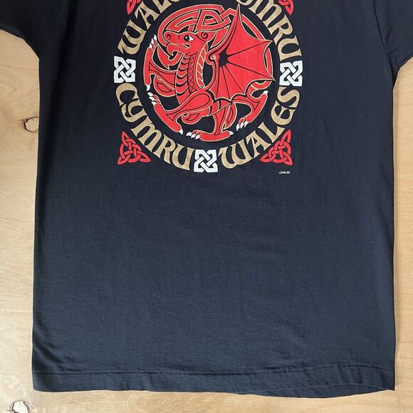Vintage Cymru Whales Shirt XL Black 80s Screen Stars England Dragons Art - Picture 4 of 7